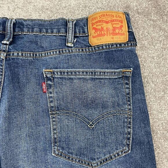 Levi's 514 Jeans Mens Size 42 X 32 Blue Straight Leg Fit Medium Wash Denim - Picture 5 of 6